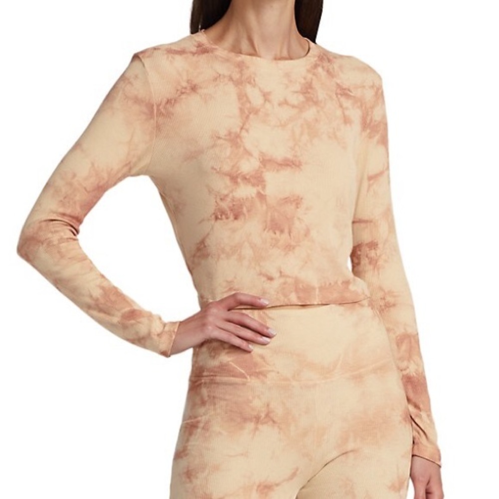 Year Of Ours, Mocha Tie-Dye Rib-Knit Long-Sleeve Shirt, Large